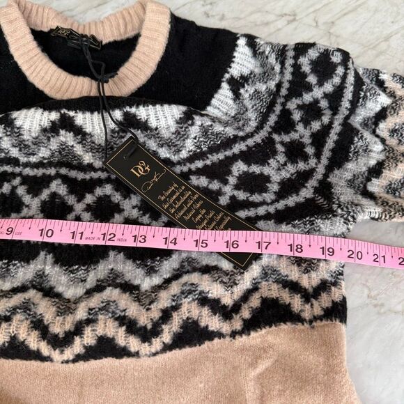 DG2 by Diane Gilman melange yarn Fair Isle Pullover Sweater Size L NWT - Picture 5 of 7